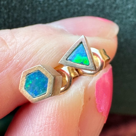 Melanie Katsalidis Gold and Opal Stud Earrings - Picture 2 of 6